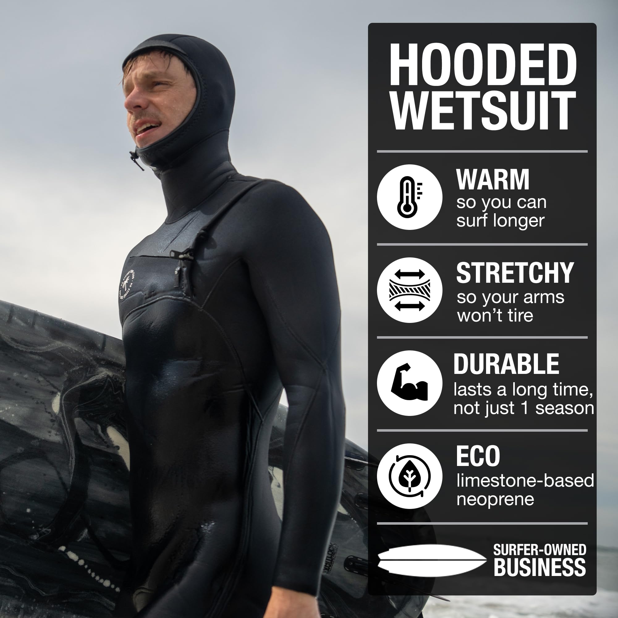 Amazon.com: Ho Stevie! Men's 5/4mm Hooded Surfing Wetsuit - Chest